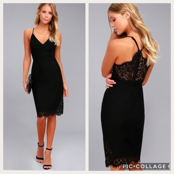 black lace bodycon midi dress